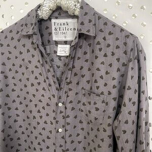 Frank & Eileen Gray Heart-Print Button-Down Shirt